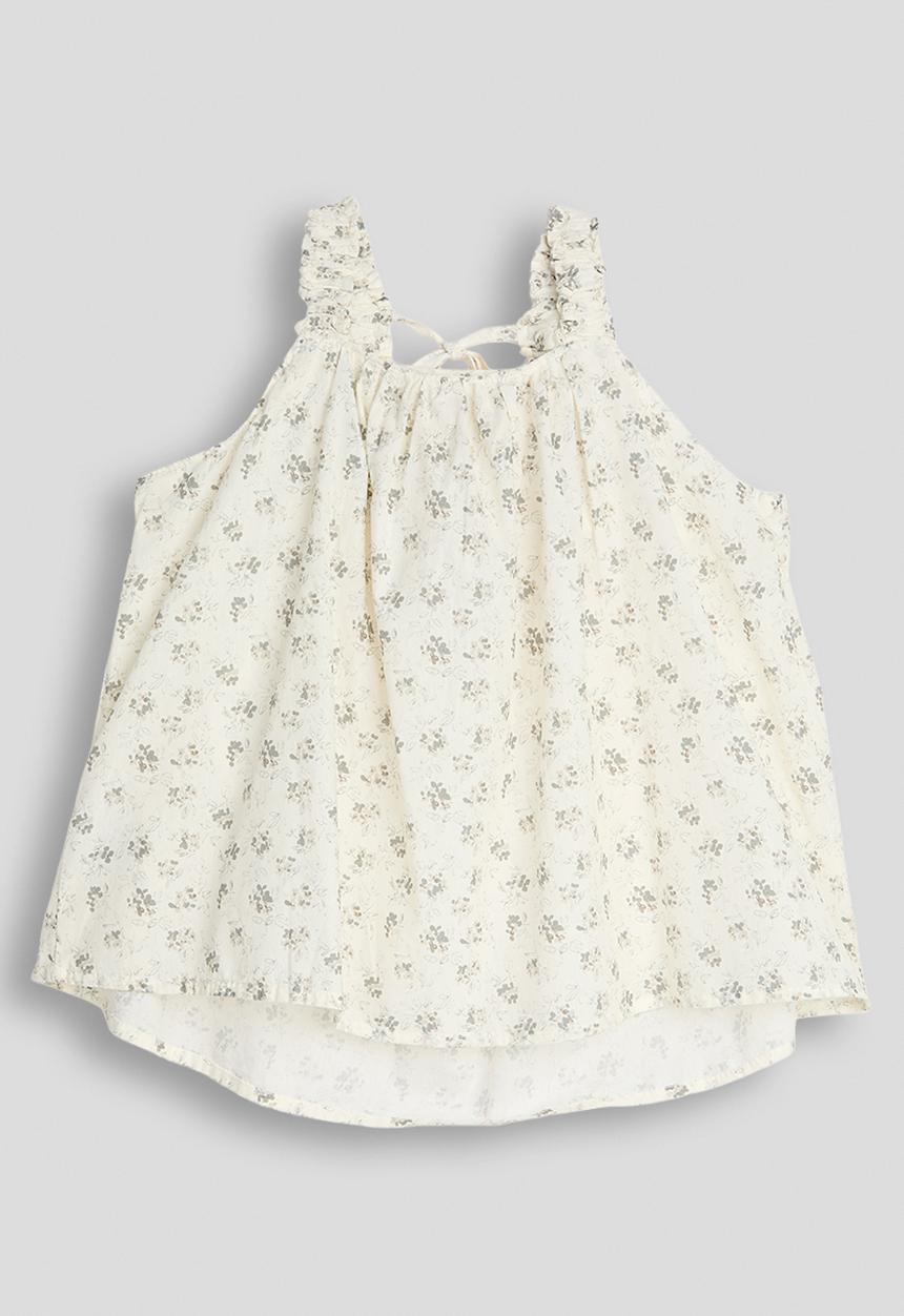 Pop Candy - Elasticated shoulder top - white/floral aop