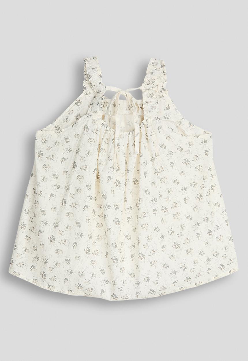 Pop Candy - Elasticated shoulder top - white/floral aop