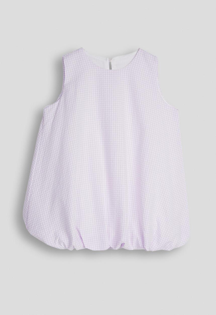 Pop Candy - Check bubble hem top - light purple