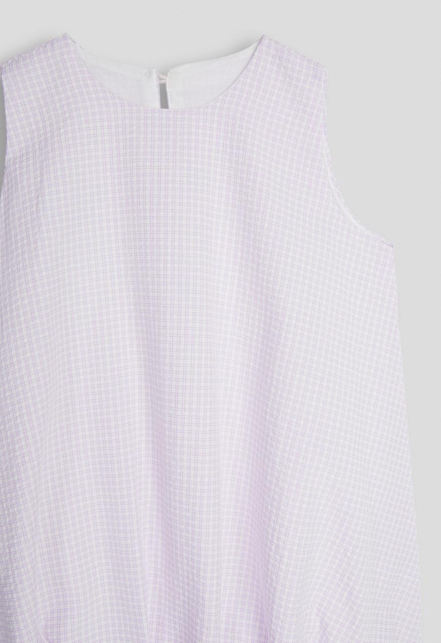 Pop Candy - Check bubble hem top - light purple