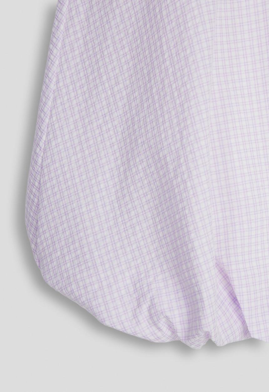 Pop Candy - Check bubble hem top - light purple