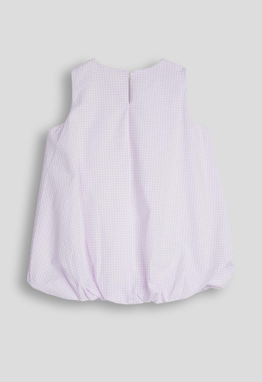 Pop Candy - Check bubble hem top - light purple