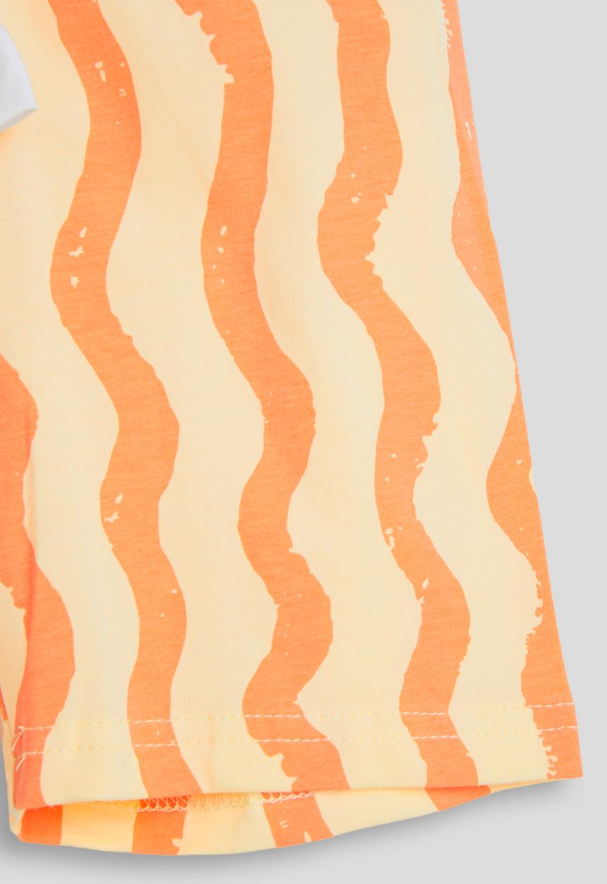 Pop Candy - Fruits graphic tee with striped shorts - white & light orange