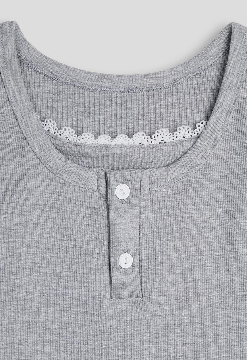 Pop Candy - Henley-style tank top - grey