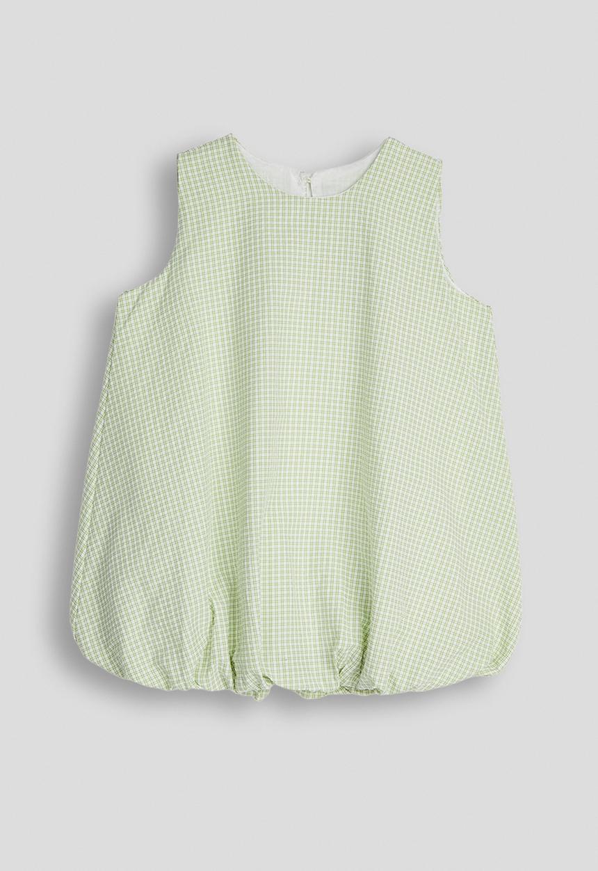 Pop Candy - Check bubble hem top - light green