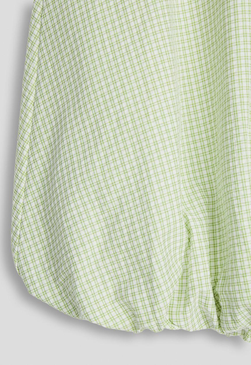 Pop Candy - Check bubble hem top - light green