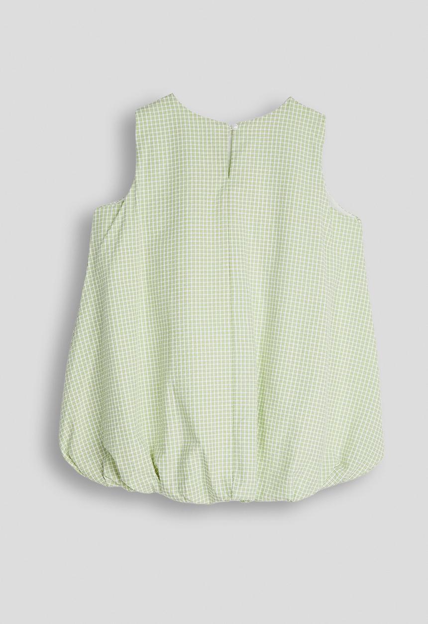 Pop Candy - Check bubble hem top - light green