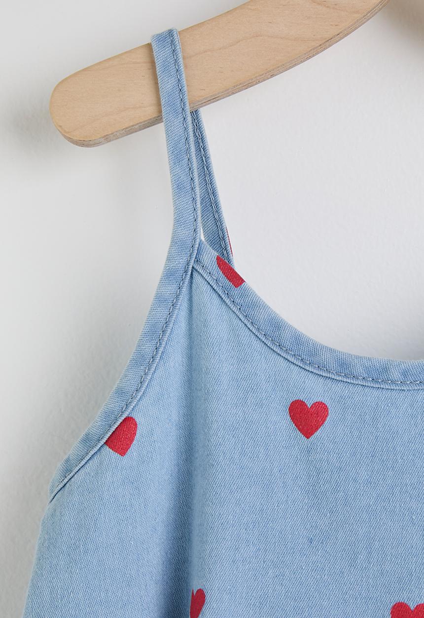 Pop Candy - Heart embroidered peplum camisole top & shorts - blue