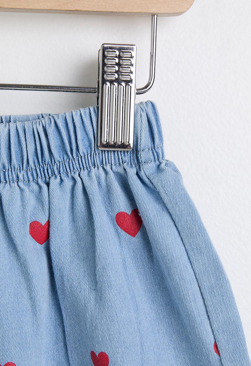 Pop Candy - Heart embroidered peplum camisole top & shorts - blue