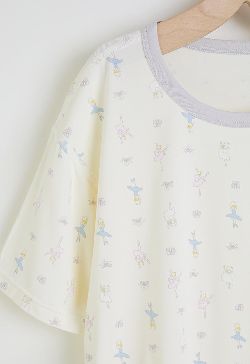 Pop Candy - Aop tee & shorts pj set - white