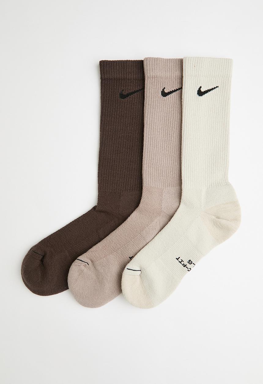 Nike - Nike Everyday Elevated  Crew Socks 3 Pk - Neutral 