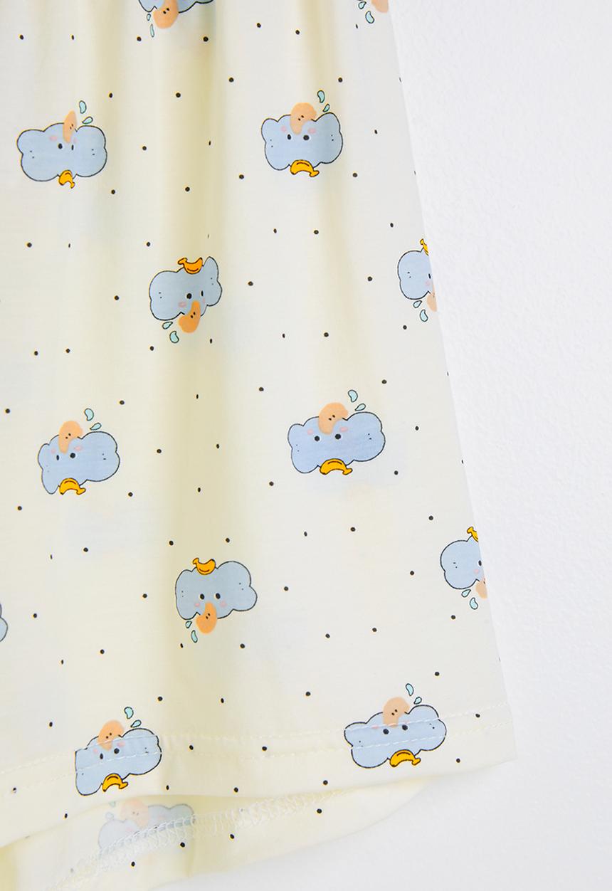 Pop Candy - Aop tee & shorts pj set - cream & blue
