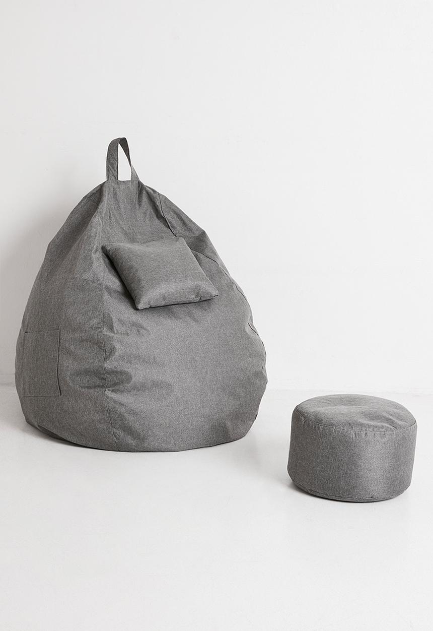 Pop Candy - Bean bag with ottoman - charcoal