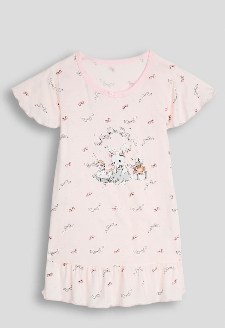 Pop Candy - Bunny graphic night dress - light pink/bow aop