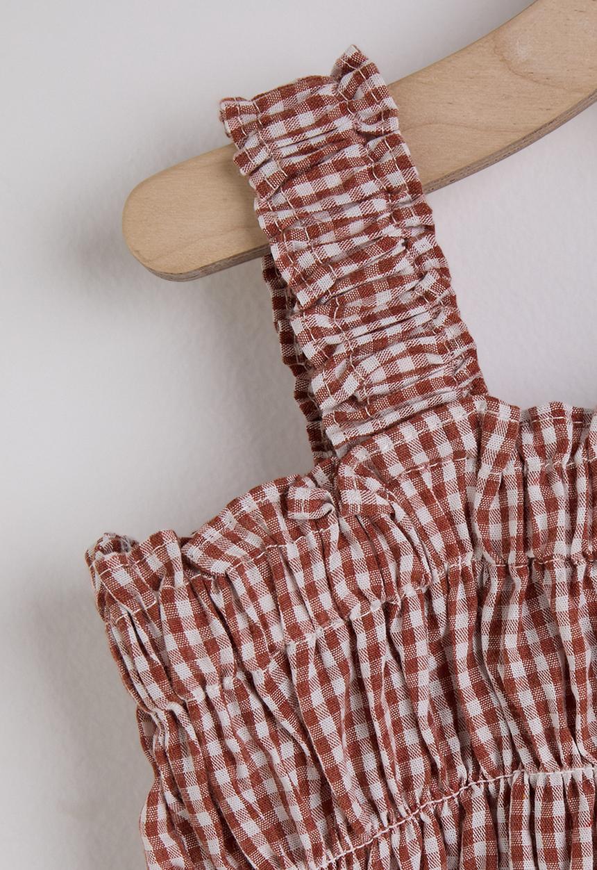 Pop Candy - Gingham ruched top with bermuda shorts - red