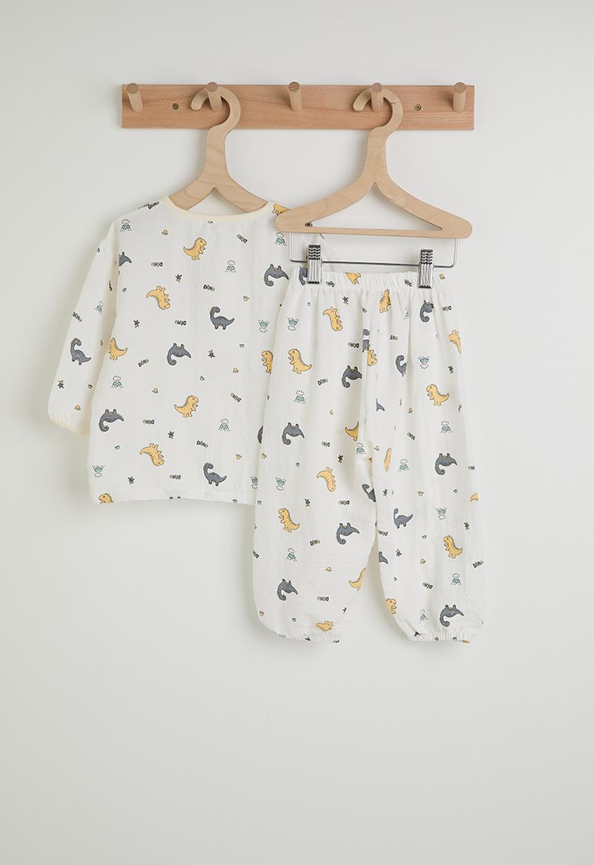 Pop Candy - Aop long sleeved top & pants pj set - white