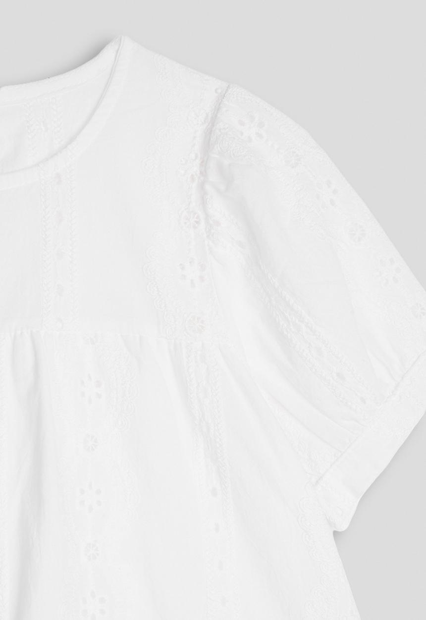 Pop Candy - Broderie anglaise blouse with hem frill - white