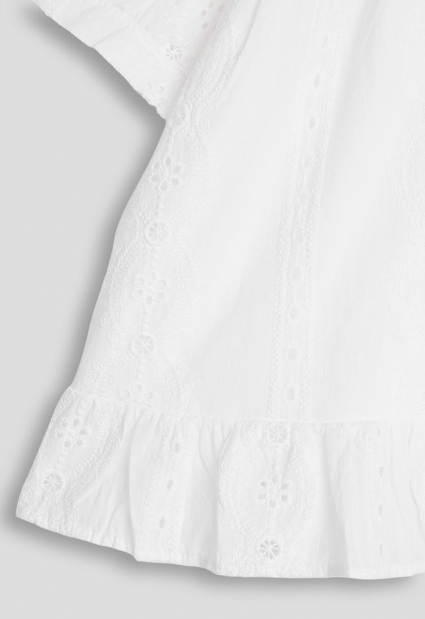 Pop Candy - Broderie anglaise blouse with hem frill - white