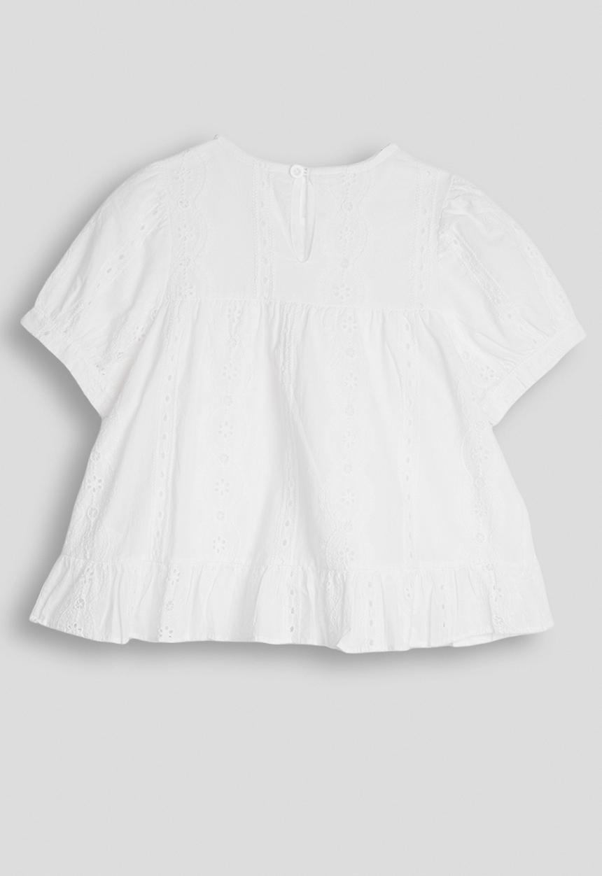 Pop Candy - Broderie anglaise blouse with hem frill - white