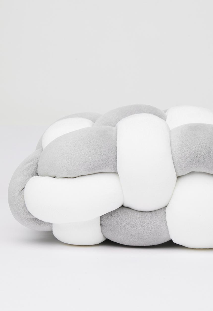 Pop Candy - Mochi minky braided cushion - grey/white