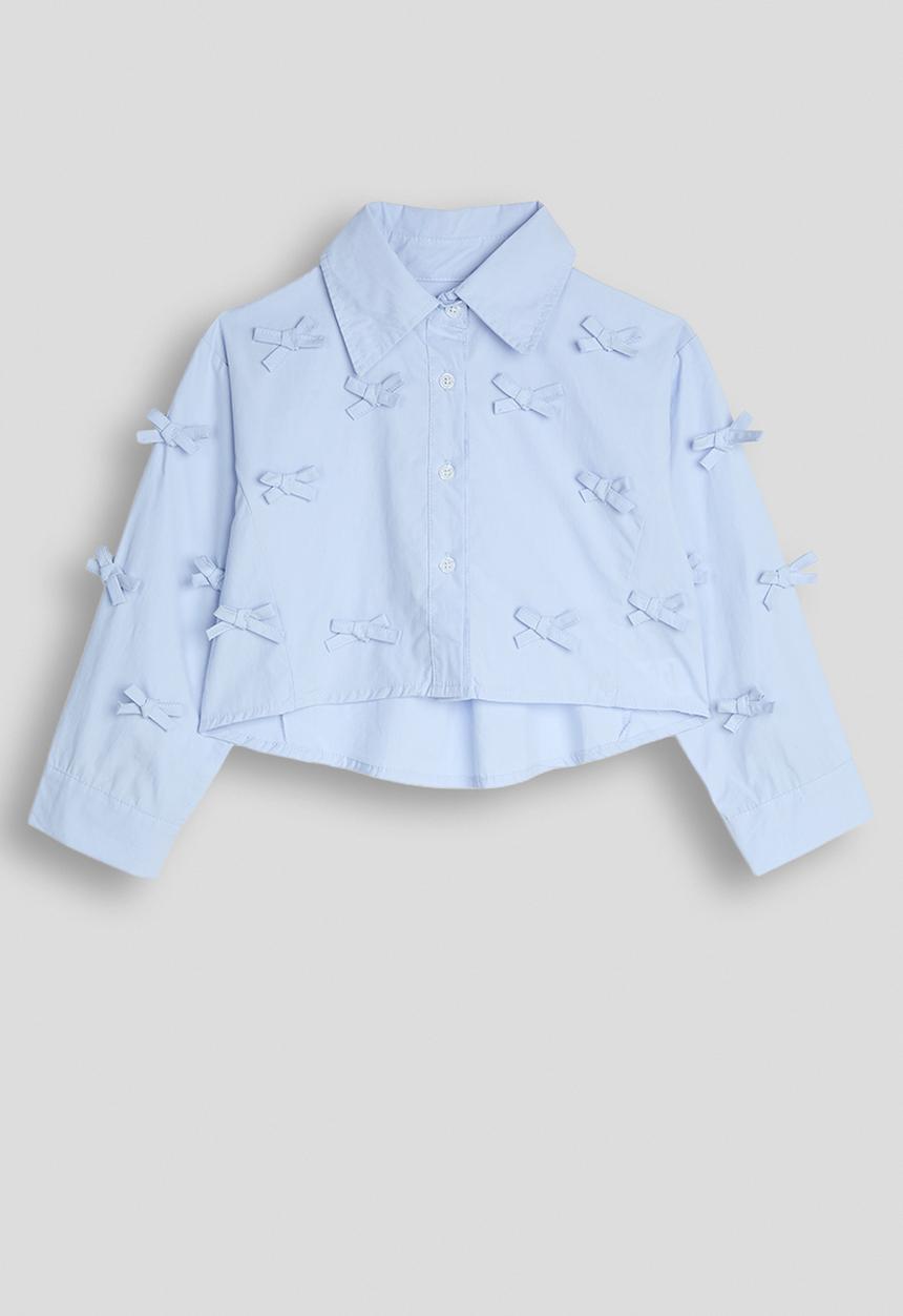 Pop Candy - All-over bow applique shirt - blue