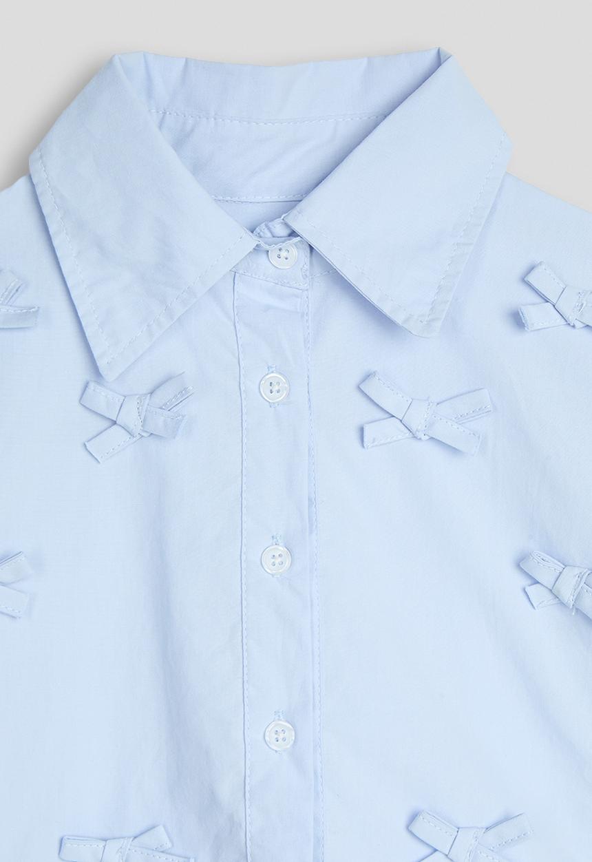 Pop Candy - All-over bow applique shirt - blue