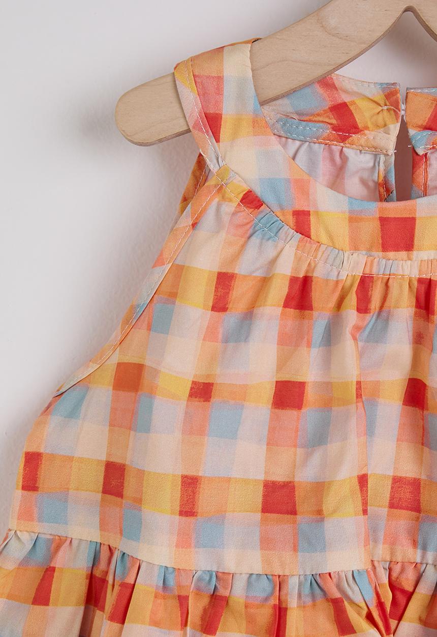 Pop Candy - Gingham halter neckline peplum top & pants - multicolour/cream