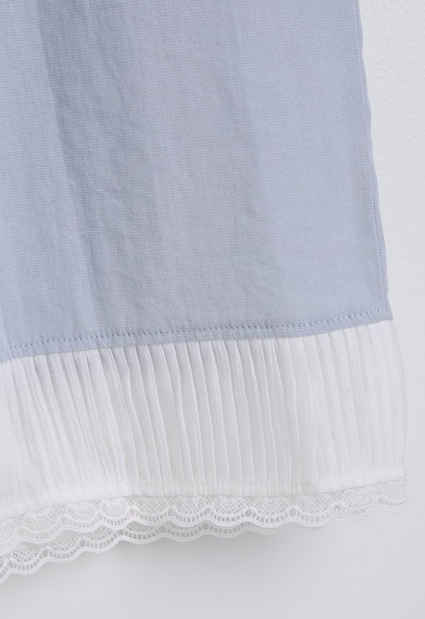 Pop Candy - Broderie peplum top & wide leg jeans - white/blue