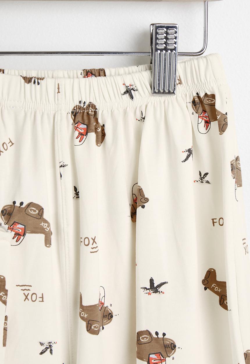 Pop Candy - Aop tank top & shorts pj set - white & brown