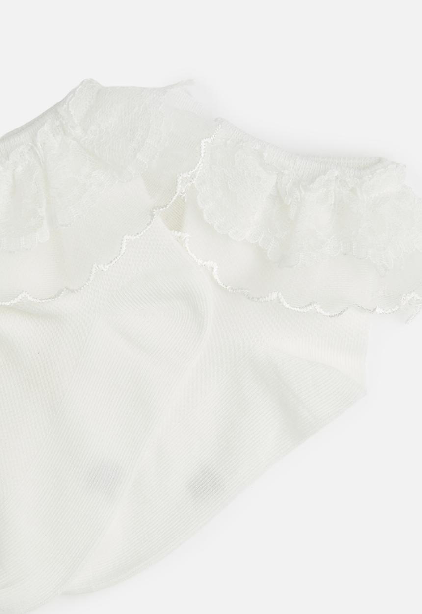Pop Candy - Lace frilled socks - pure white