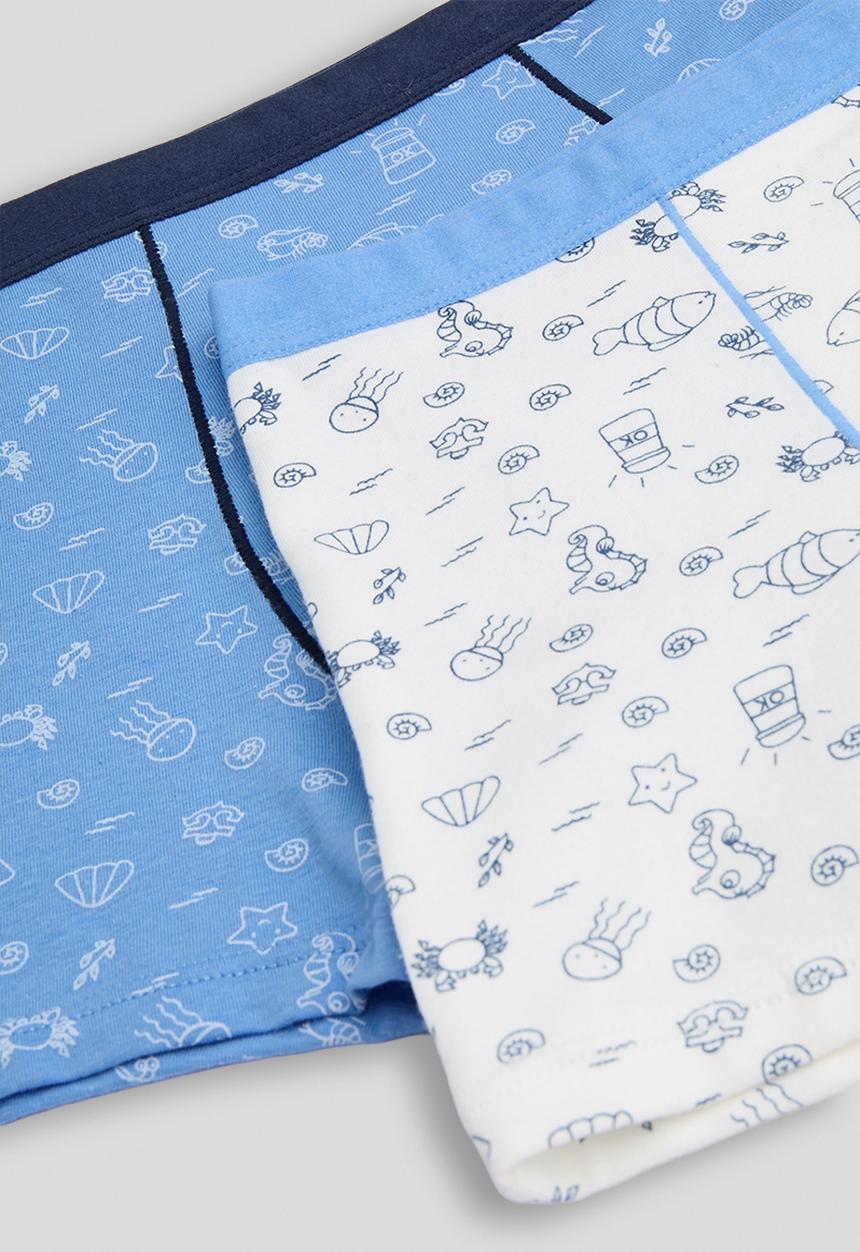 Pop Candy - 2 pack aop trunks - blue/off white