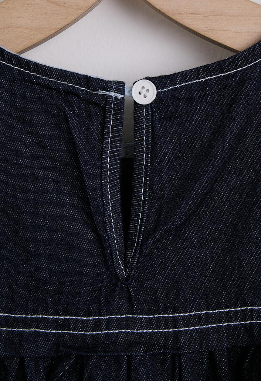 Pop Candy - Denim empire line blouse & bermuda shorts - dark blue