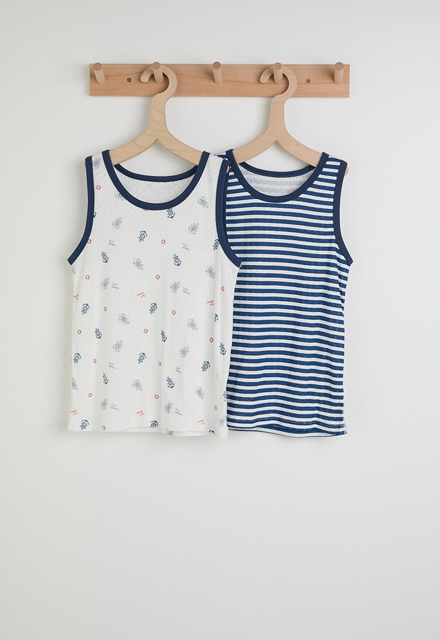 Pop Candy - 2 pack tank tops - blue stripe/aop