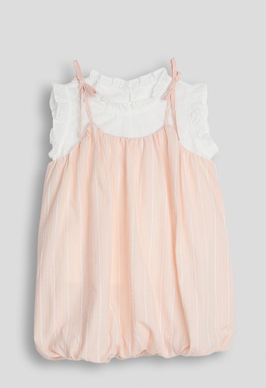 Pop Candy - Frilled collar top with bubble hem dress - white/pink