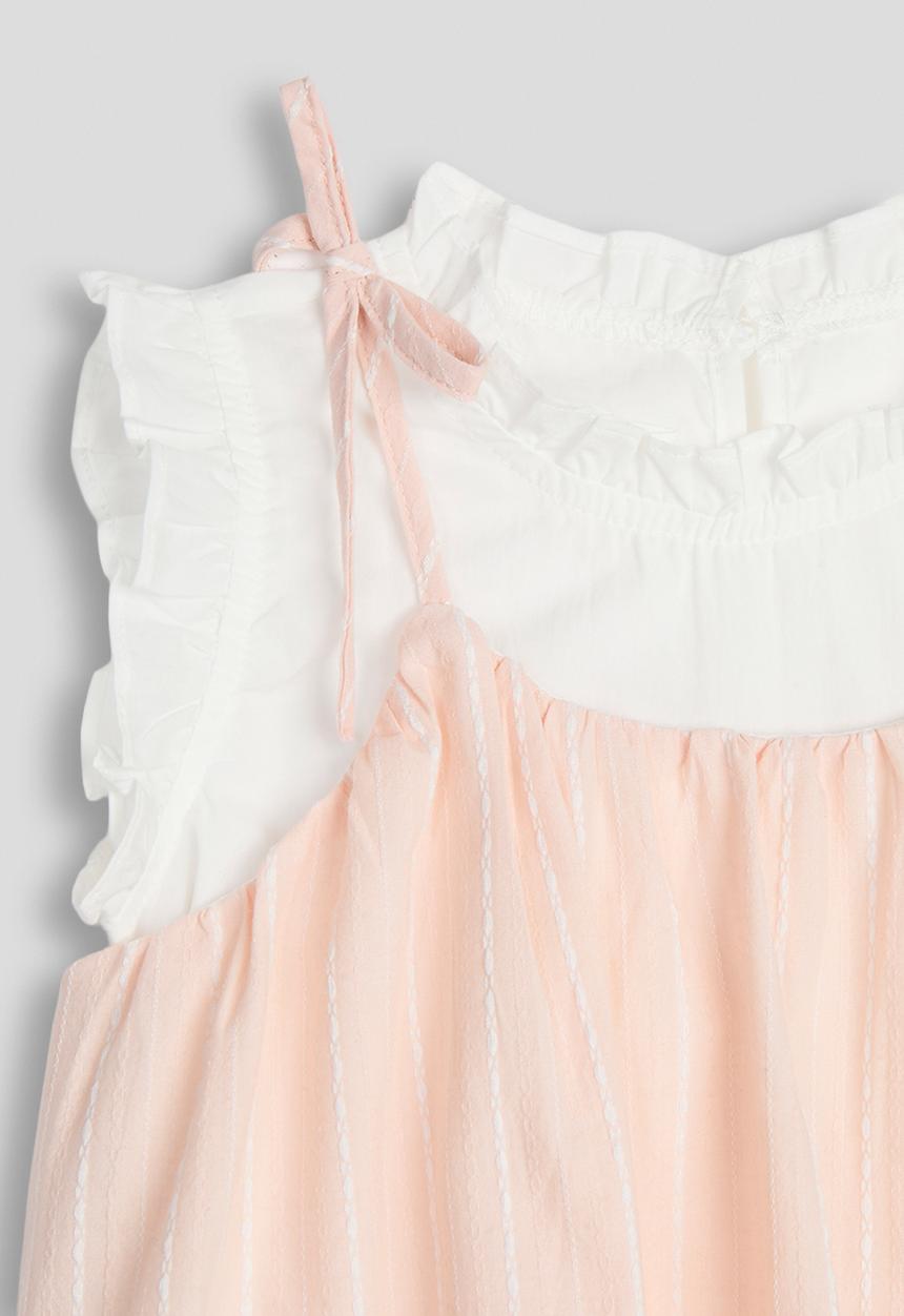 Pop Candy - Frilled collar top with bubble hem dress - white/pink