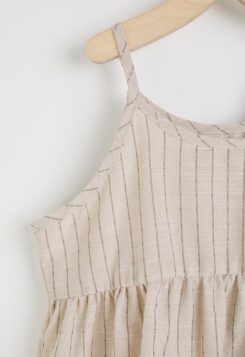 Pop Candy - Fit & flare came with pinstriped tee - choc/neutral