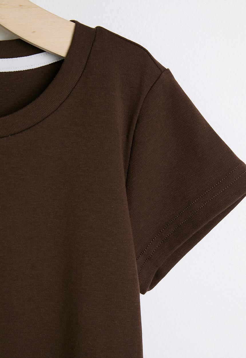 Pop Candy - Fit & flare came with pinstriped tee - choc/neutral