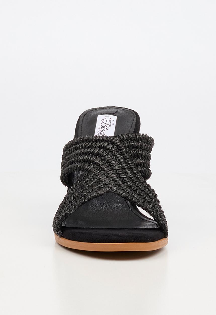 Miss Black - Ambrielle 1 raffia block heel - black