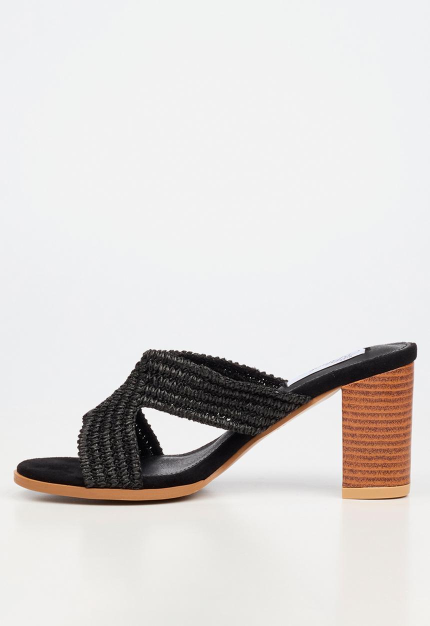 Miss Black - Ambrielle 1 raffia block heel - black
