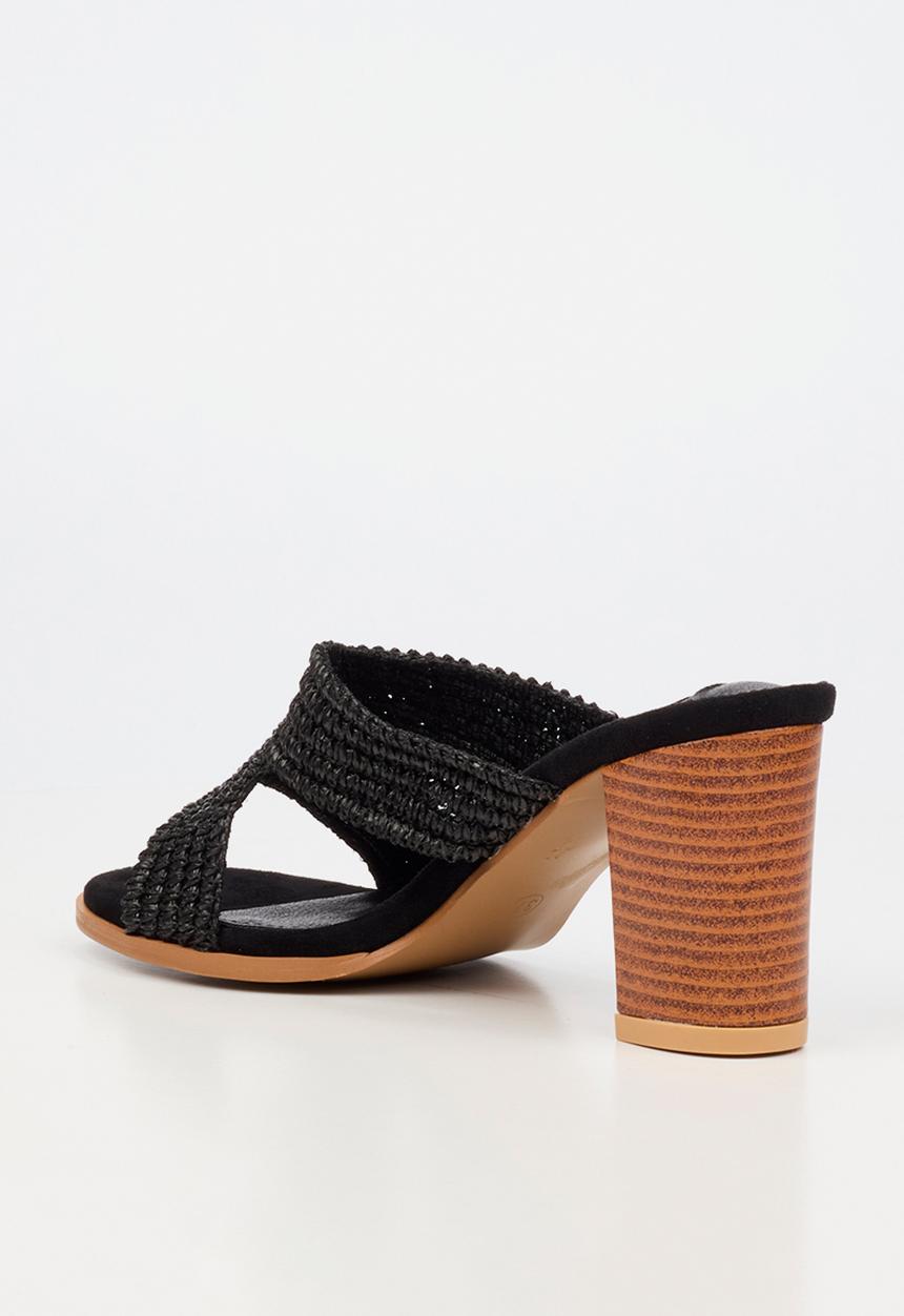 Miss Black - Ambrielle 1 raffia block heel - black