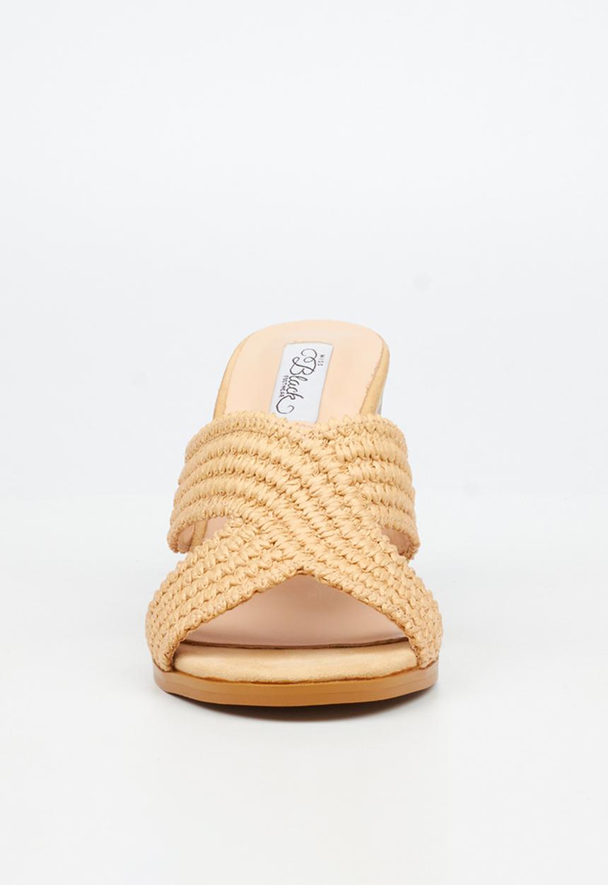 Miss Black - Ambrielle 1 raffia block heel - natural