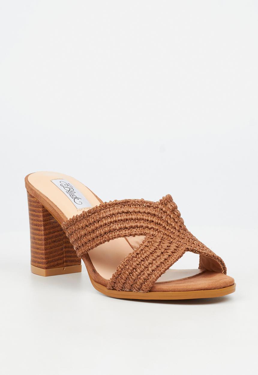 Miss Black - Ambrielle 1 raffia block heel - tan