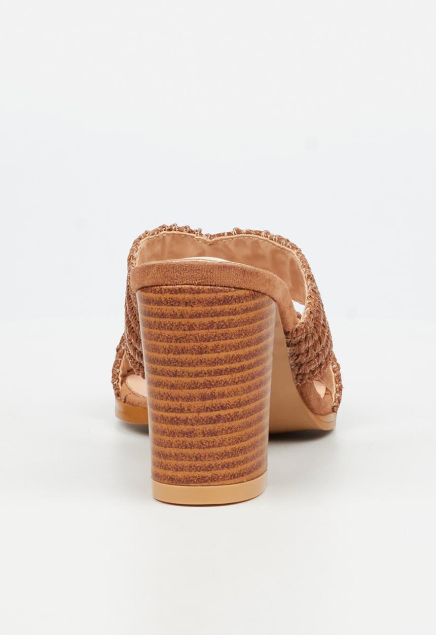 Miss Black - Ambrielle 1 raffia block heel - tan