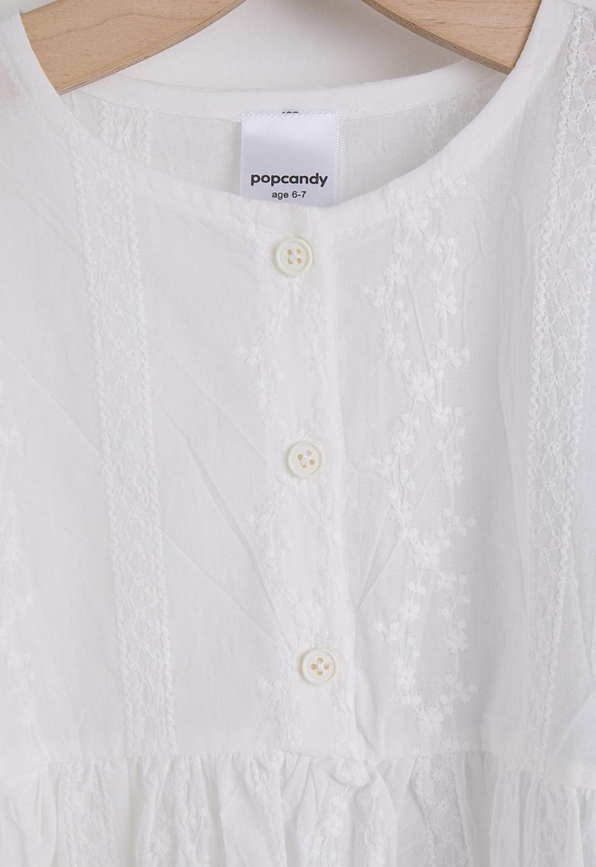 Pop Candy - Broderie blouse with denim shorts - white/blue
