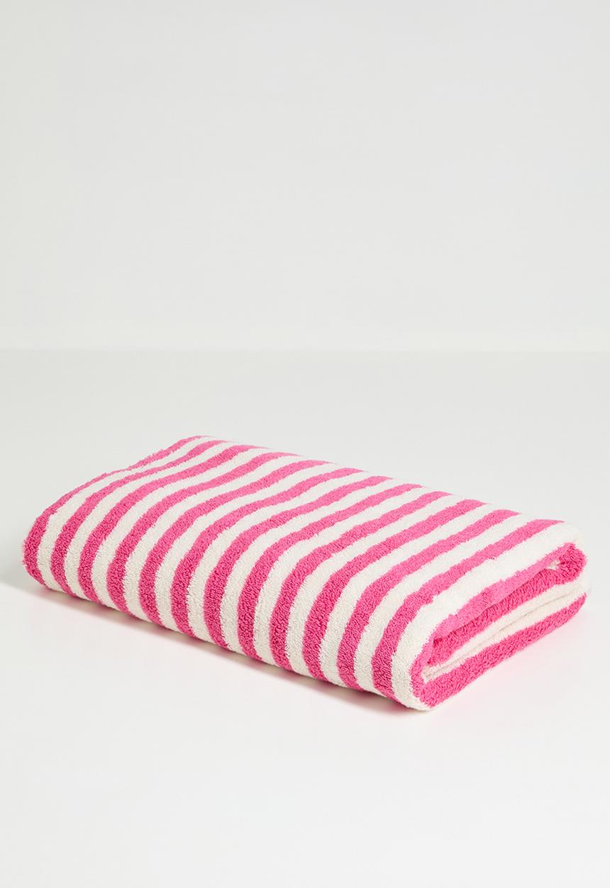 Pop Candy - Striped bath towel - cerise pink