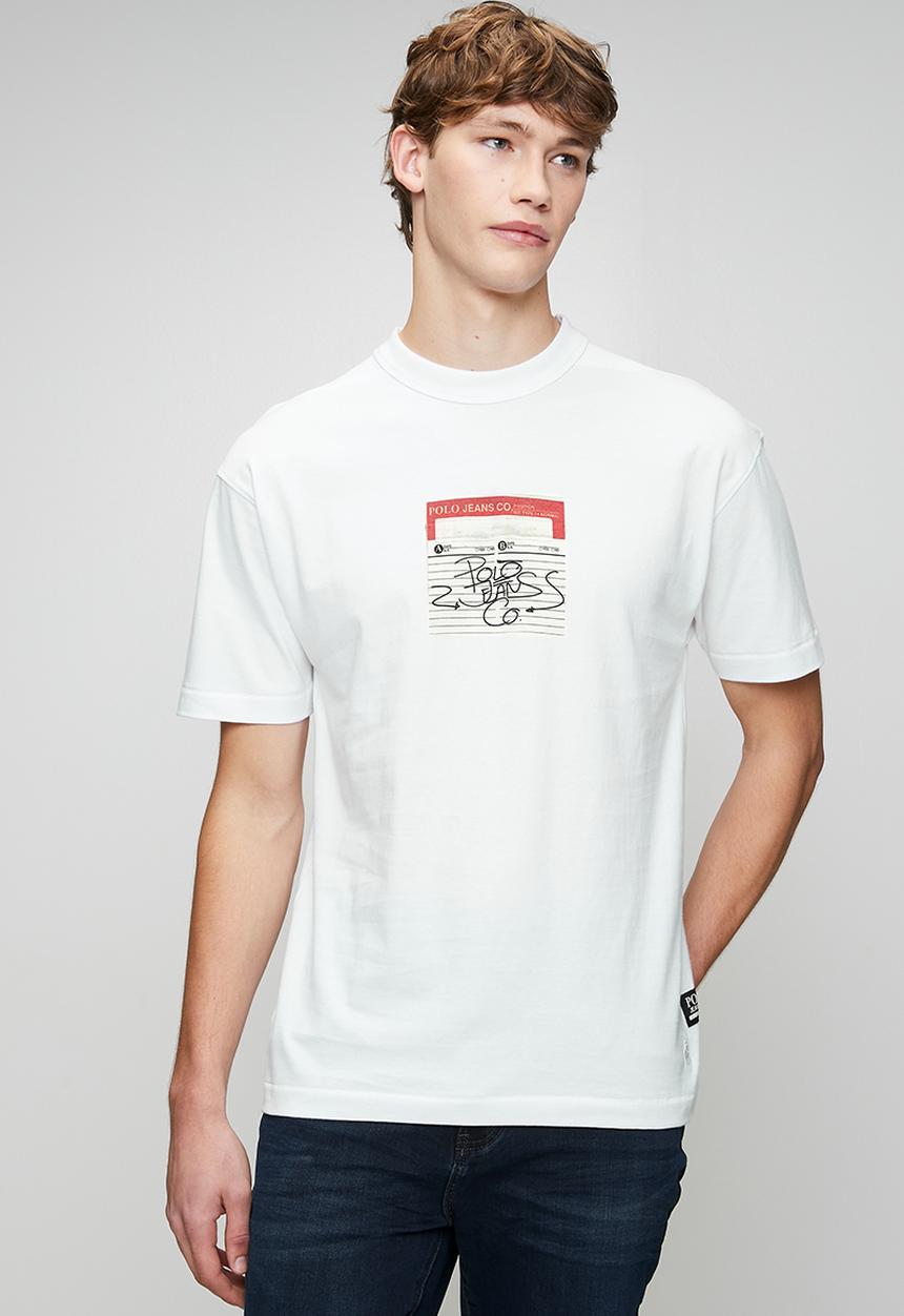 POLO - Mens pjc vhs graphic tee - white