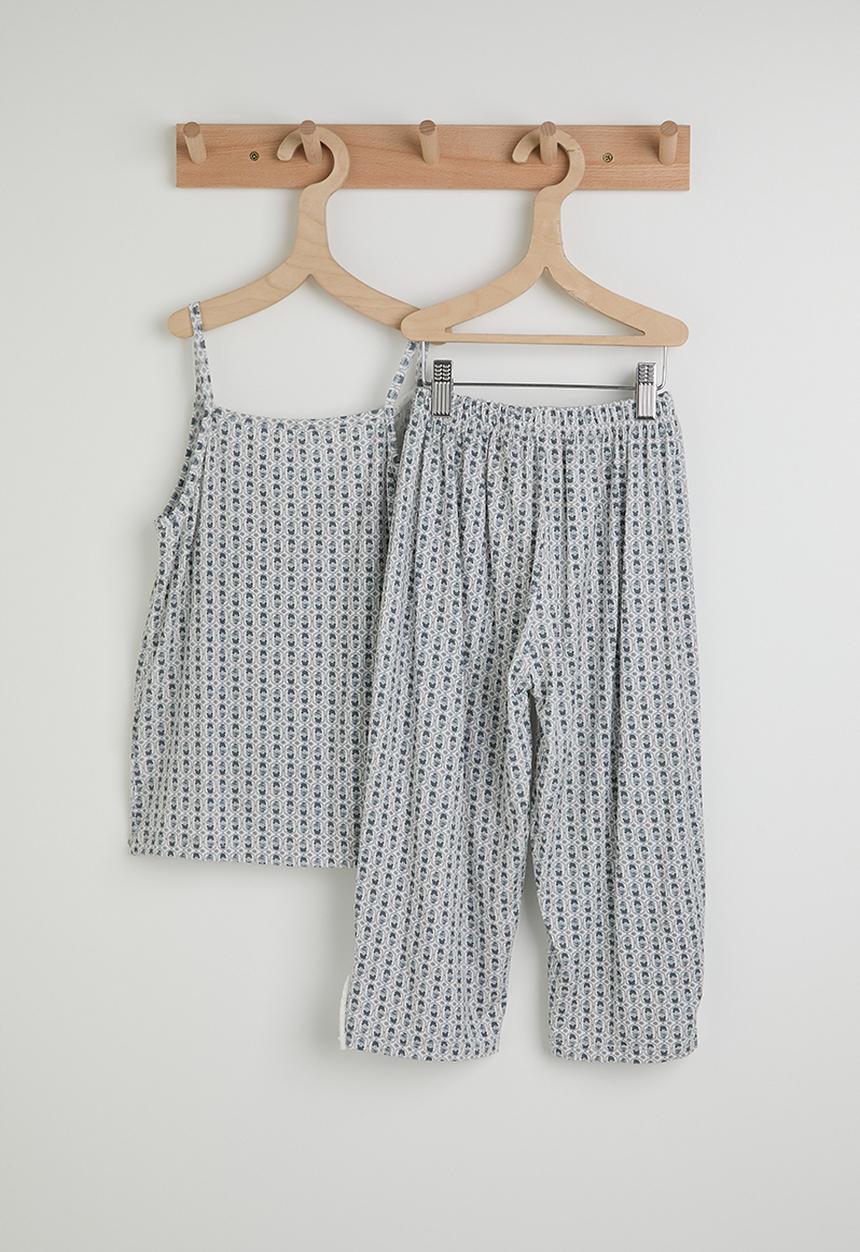 Pop Candy - Aop cami top & pants pj set - grey