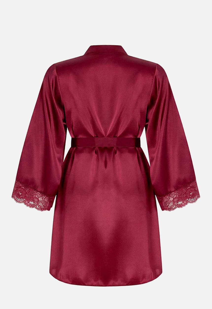 Trendyol - Plus satin 3-piece downy set - burgundy