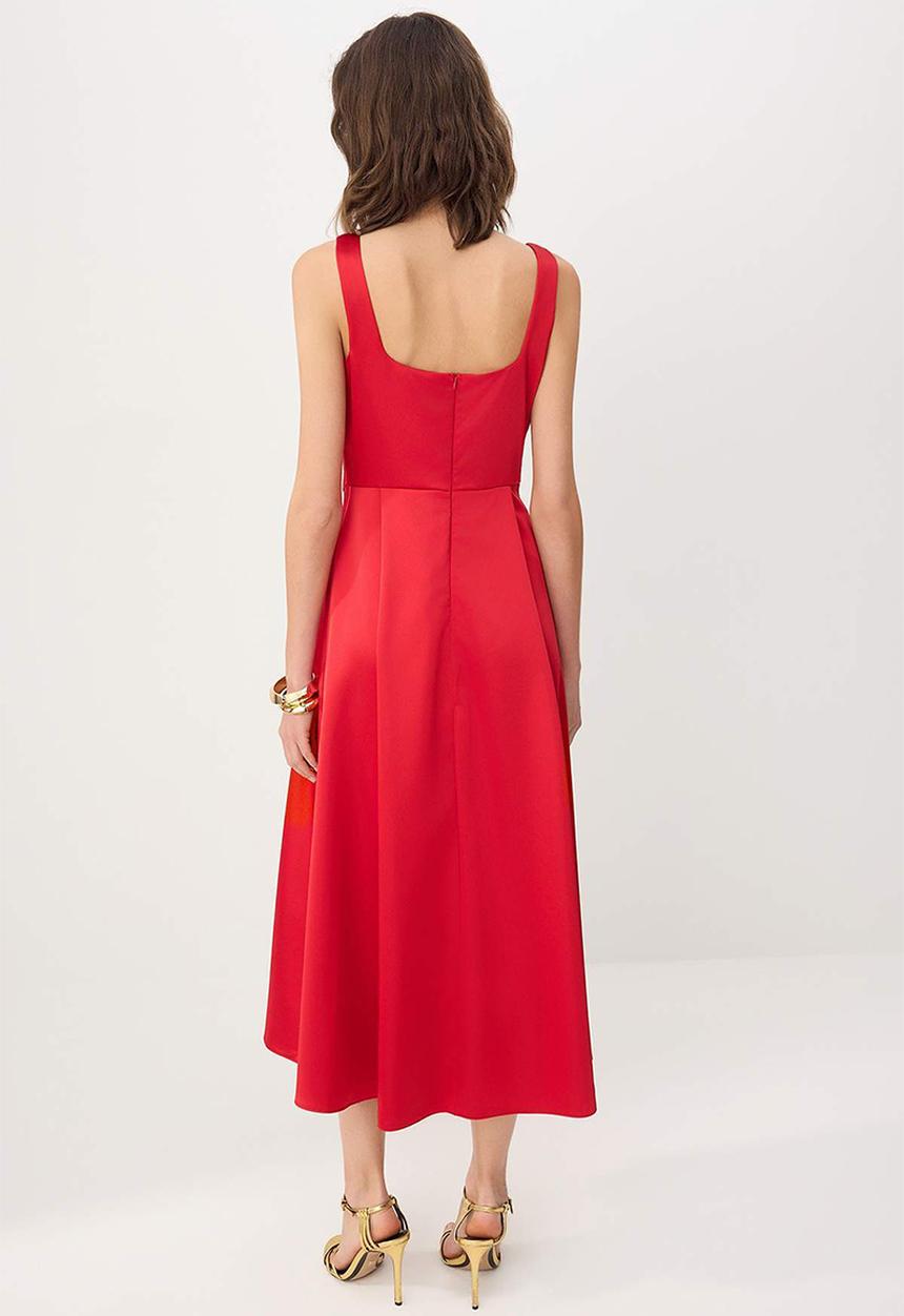 Trendyol - A-Line Satin Evening Dress - Red