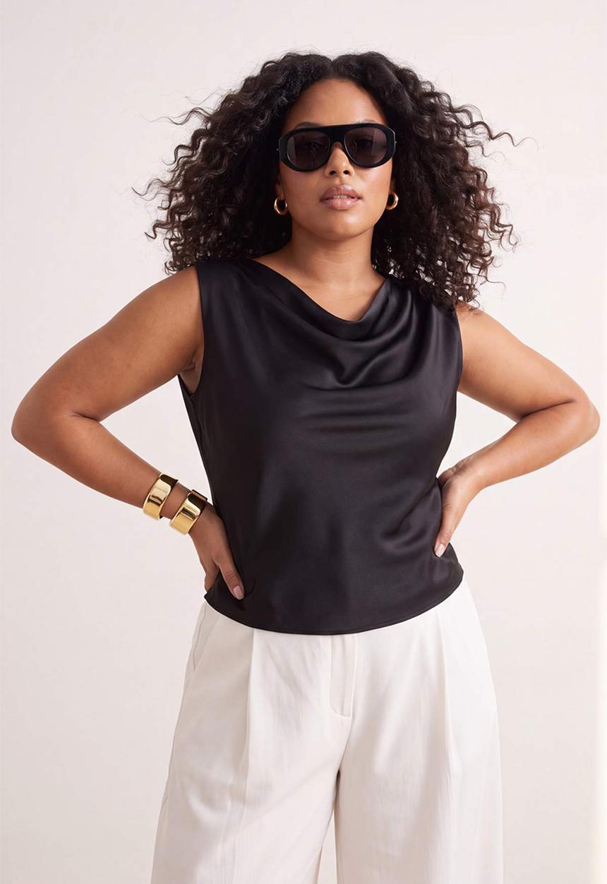 Trendyol - Plus satin woven blouse - black